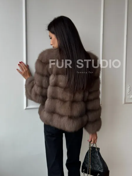 Шуба из меха куницы Truffle с воротником шанель - фото 10