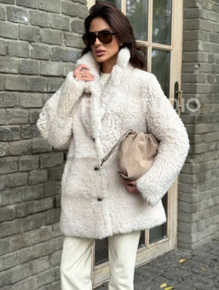 Женская дубленка - мех тиградо - фото 5