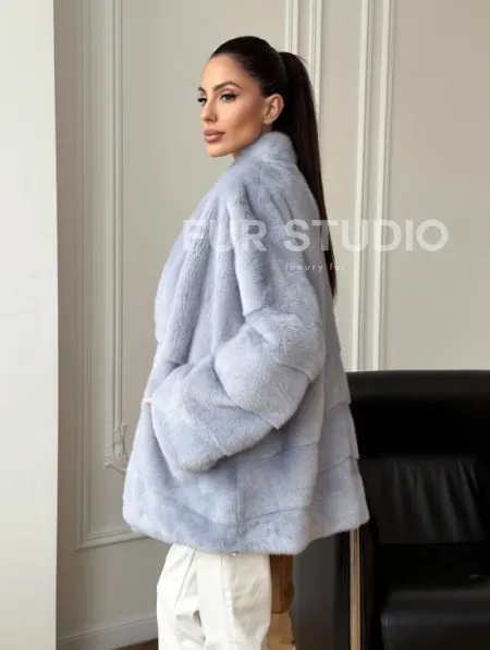 Голубая норковая шуба - жакет - фото 9