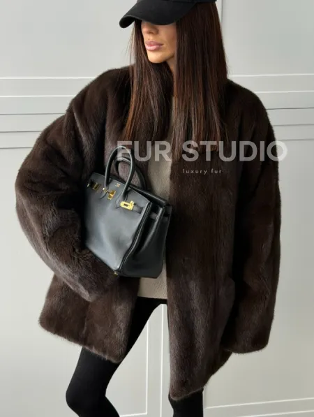 Куртка из норки с V - образным воротом - фото 3