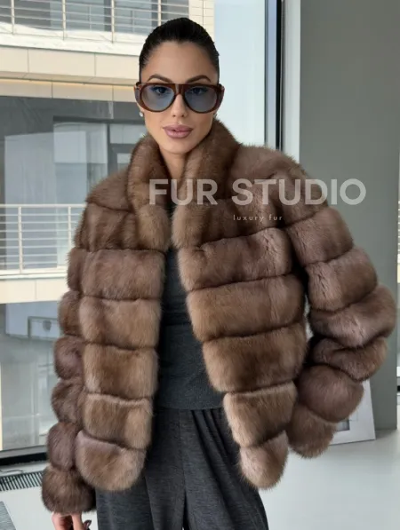 Полушубок из соболя «Тортора графит» - фото 5