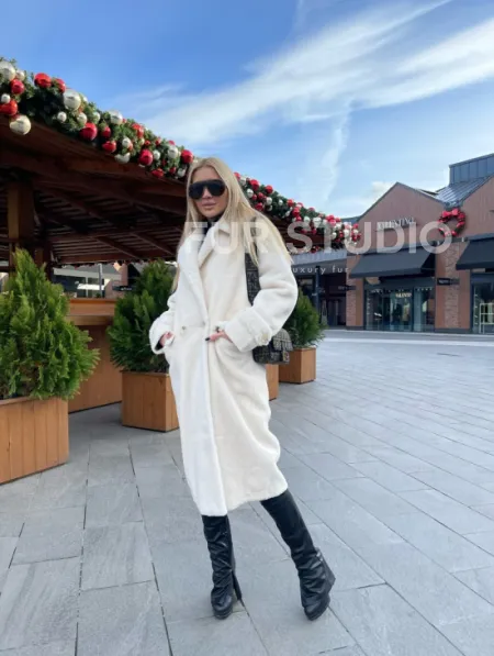 Экошуба в белом цвете с английским воротником - фото 8