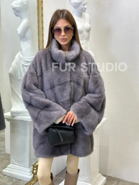 Шуба из норки стойка воротник - фото 4