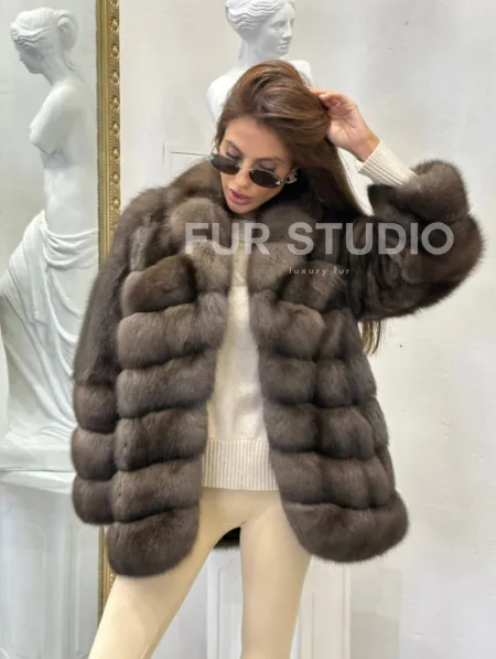 Стильный жакет из меха соболя - фото 4