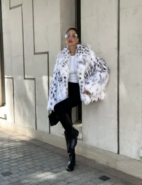 Шуба из меха лисы под рысь - цвет белый, PREMIUM COLLECTION - фото 10