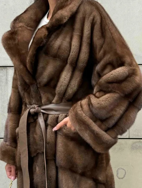 Кимоно шуба английский воротник - цвет соболь - фото 1