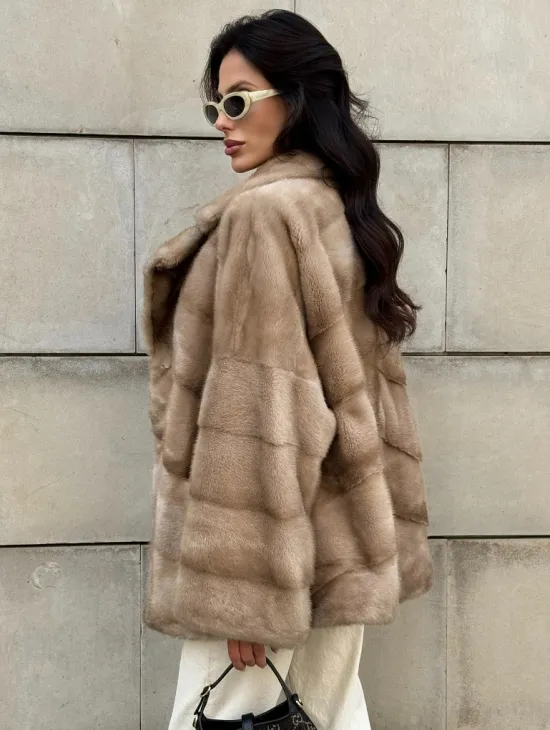 Полушубок автоледи из меха норки цвет пастель - фото 7