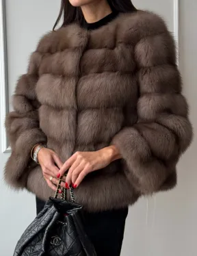 Шуба из меха куницы Truffle с воротником шанель - фото 3
