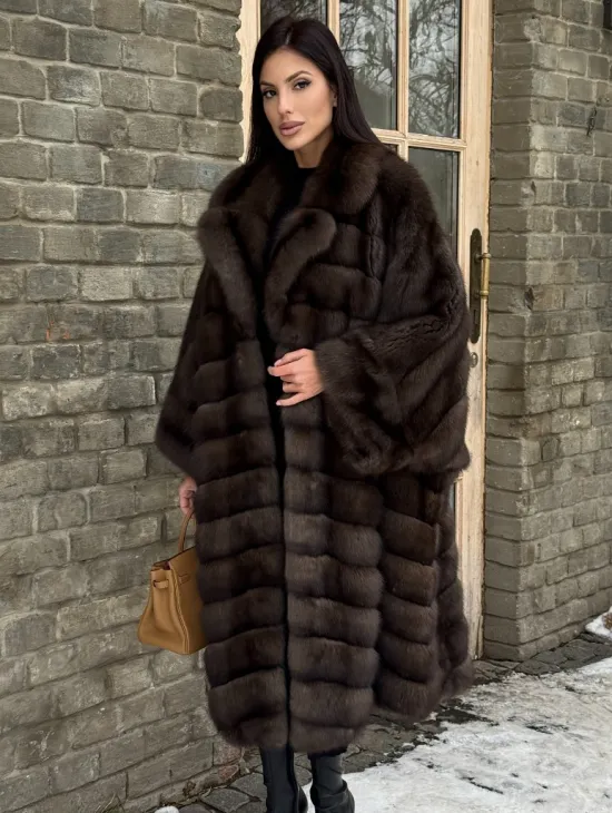 Роскошное манто из меха баргузинского соболя -  летучая мышь - фото 0