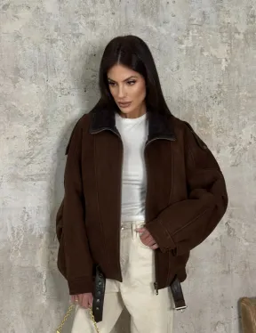 Дубленка - бомбер на молнии из овчины MERINO - фото 12