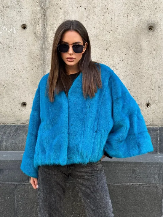 Голубое норковое болеро 