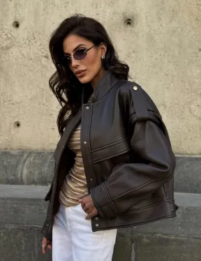 Кожаная коричневая куртка Retro Vintage - фото 11