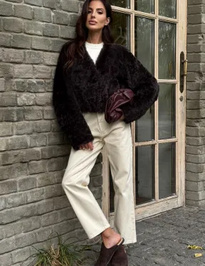 Укороченная шуба из овчины калган - фото 2