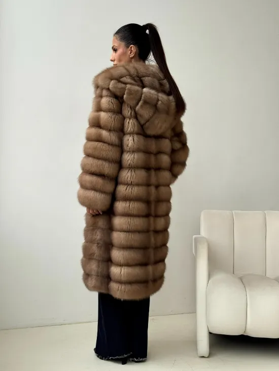 Шуба из куницы с капюшоном кобра - фото 9