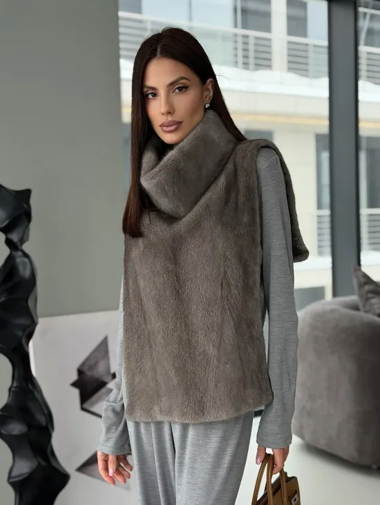 Манишка норковая серая - фото 21