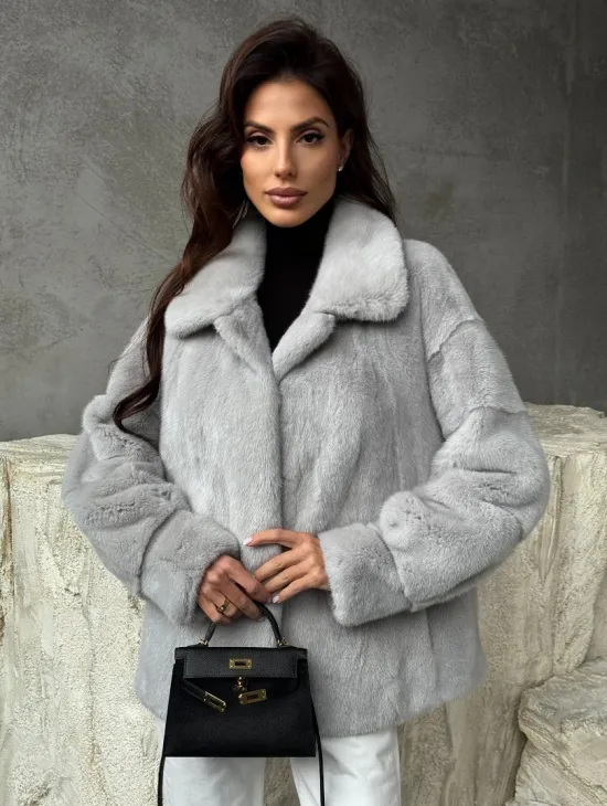 Голубая норковая шуба - фото 9