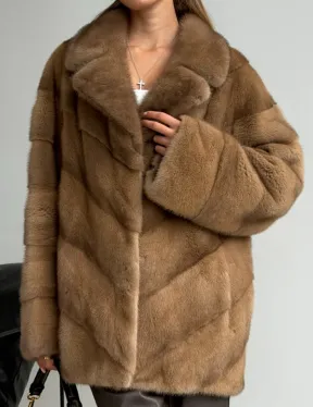 Норковый полушубок - английский воротник - фото 2