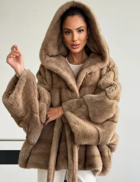 Норка пастель с капюшоном - летучая мышь - фото 0