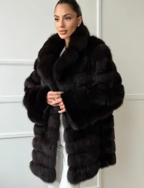 Шуба из куницы английский воротник - фото 4