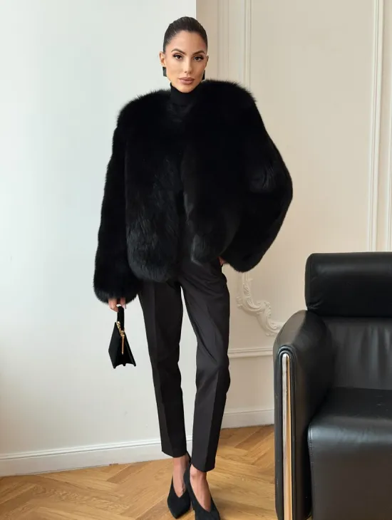 Черная короткая шуба из песца - фото 4