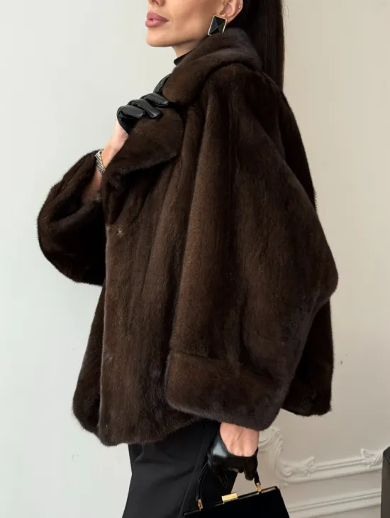 Короткая шуба из натурального меха норки - фото 5