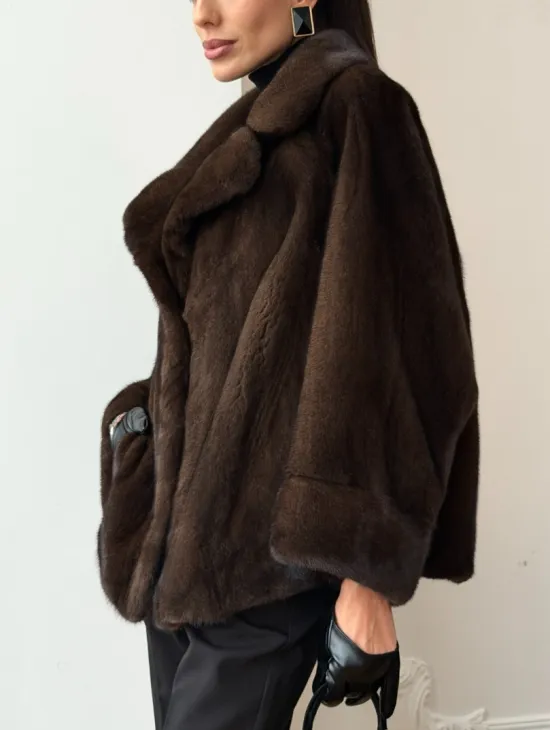 Короткая шуба из натурального меха норки - фото 6