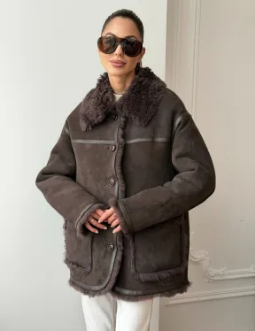 Двухсторонняя дубленка - мех тиградо - фото 11