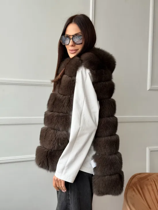 Меховая манишка под соболь из песца - фото 12