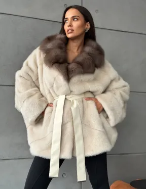 Норковая шуба - куртка с мехом куницы - фото 5
