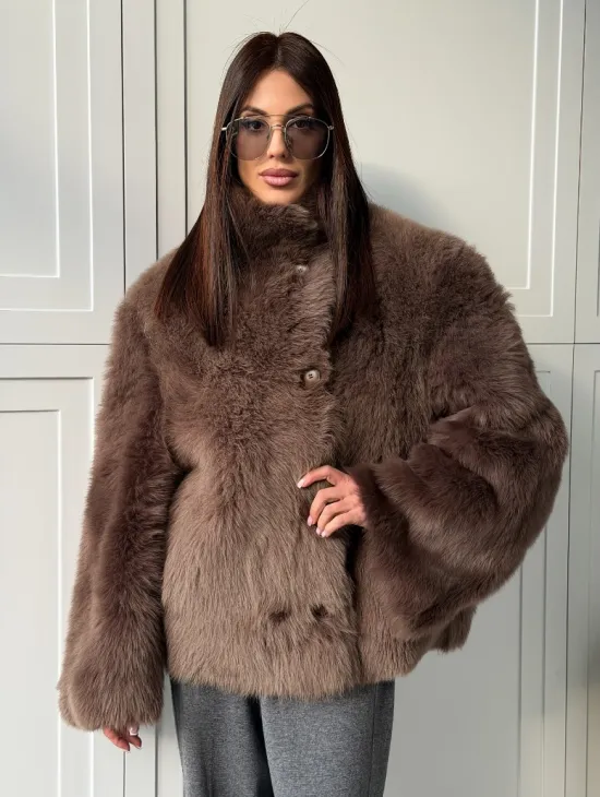 Дубленка из тосканы цвет taupe - фото 0