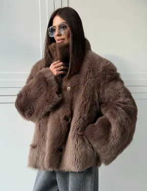 Дубленка из тосканы цвет taupe - фото 8