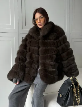 Шуба из натурального песца под соболь - фото 14