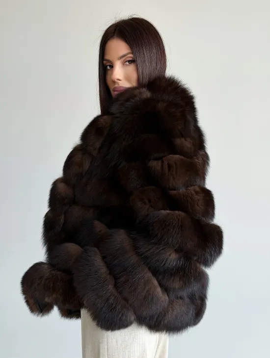 Шуба песцовая под соболь - фото 0