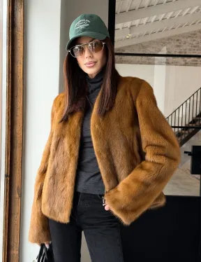 Меховой жакет из золотой норки - фото 24