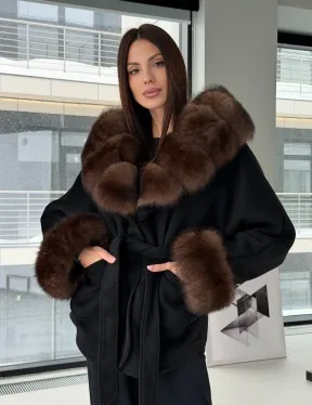 Пальто с капюшоном из финского песца - фото 12