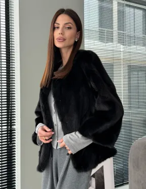 Норковый жакет - цвет черный - фото 6