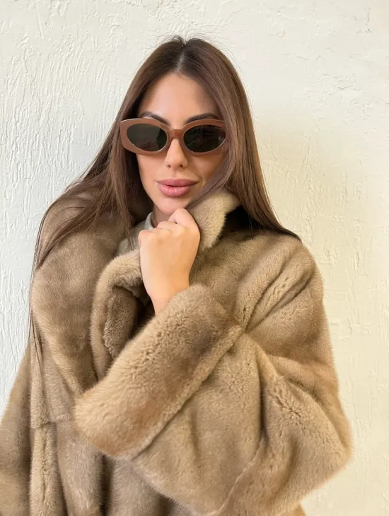 Шуба норковая SAGA FURS с английским воротником - цвет  натуральный пастель - фото 1