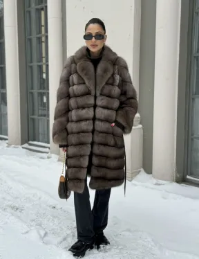 Шуба из меха соболя цвет Тортор  седина 1/2 - фото 5