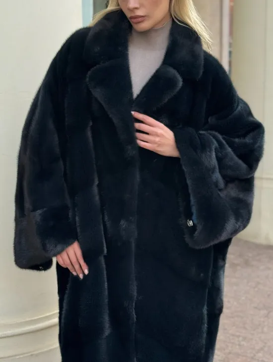 Зеленая норковая шуба - фото 1