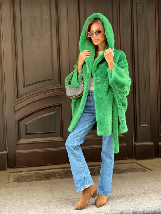 Шуба норковая с капюшоном 100524 - фото 4