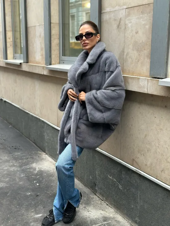 Норковое пончо - VELVET - фото 4