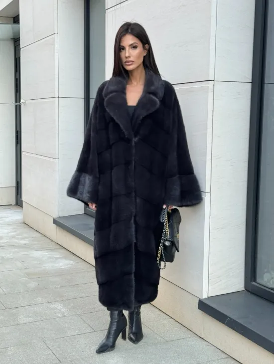 Манто из аукционной норки в цвете графит - фото 7