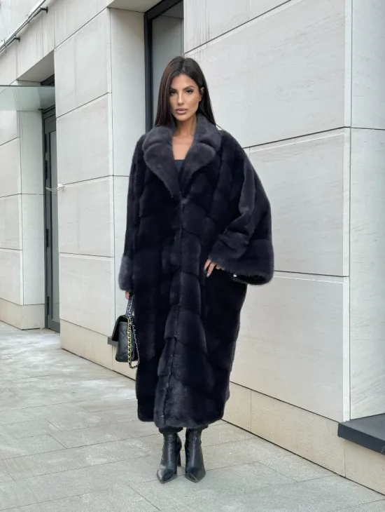 Манто из аукционной норки в цвете графит - фото 11