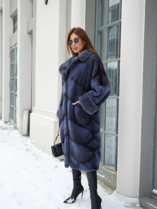 Крестовка кимоно шуба из меха скандинавской норки - фото 0