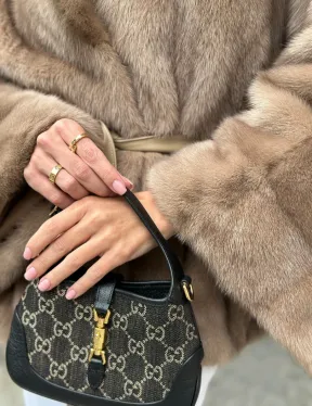 Шуба автоледи из норки цвет бежевый - фото 1