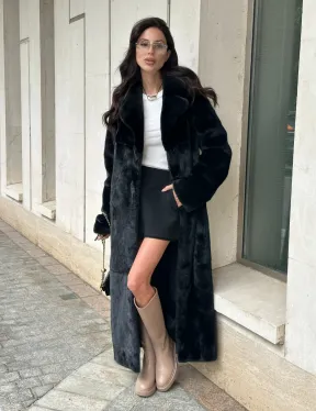 Черная норковая шуба NAFA MINK с поясом в пол - фото 13